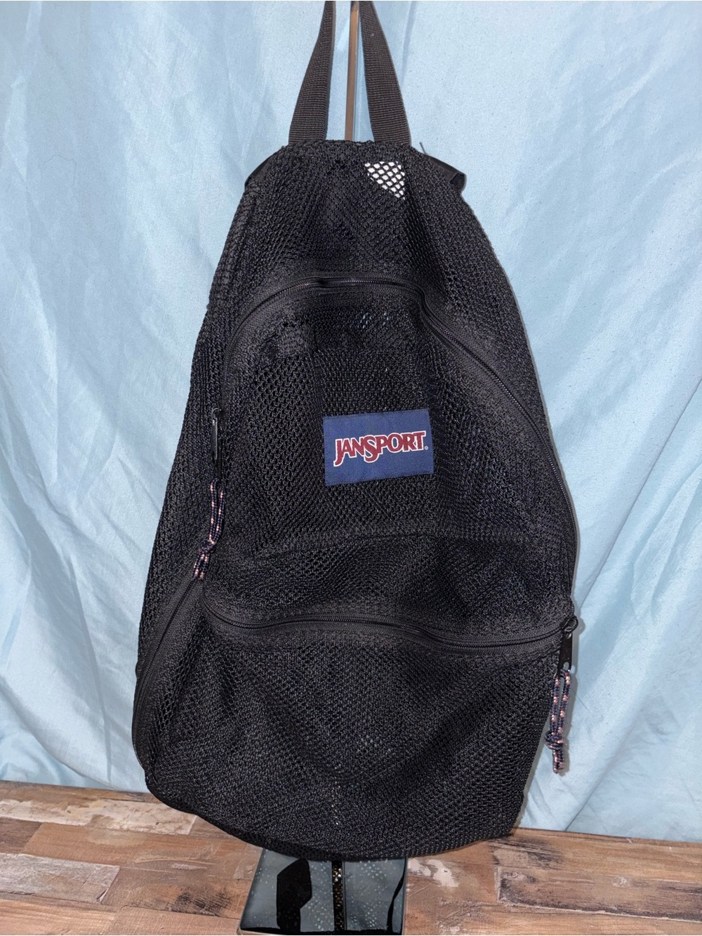 Vintage 90s Jasport Black Mesh Backpack with Front Pocket